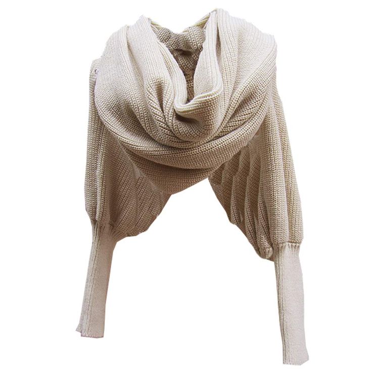 PRICES MAY VARY. Material: High quality ,durable soft knitting wool & acrylic. Size:240x50CM / 94.4x19.68inch;With a little elastic.fit most people,unisex. Unique knitted scarf cape shawl with long sleeves, to well keep your neck and arms warm in winter. Wear it with difference style,Winter Warm Shawl Scarves Style: Off Shoulder Crop Knit Sweater Wearing the unique knitted scarf cape in some occasions, you will immediately become the focus and catch some peoples eyes Long sleeved Open Front scar Scarf With Sleeves, Winter Knit Scarf, Sweater Scarf, Wrap Shawl, Large Scarf, Knit Wrap, Wool Shawl, Warm Scarf, Knitting Women Sweater