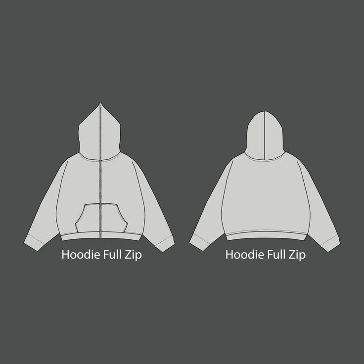 the hoodie zip is shown in two different sizes