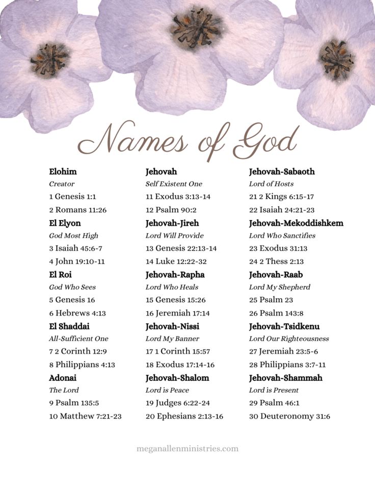 the names of god with flowers on it