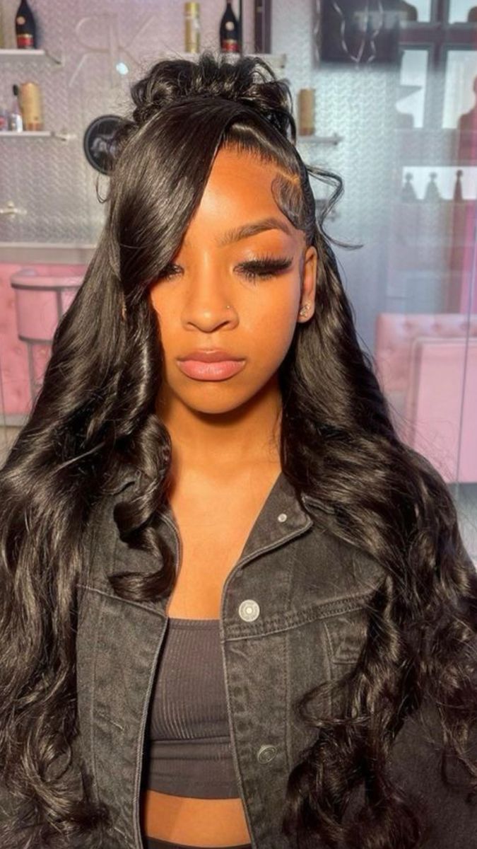 Styles With Frontal Wig, Straight Hairstyles Birthday, Teen Quickweave Hairstyles, Wig Hair Styling, Body Wave Frontal Wig Hairstyles Side Part, 3 Part Wig Hairstyles, Lace Front Wig Styles Black Women, 24inch Body Wave Wig Hairstyles, Creative Frontal Hairstyles