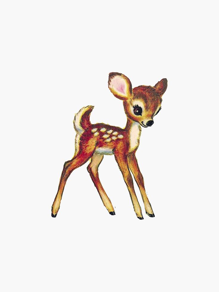 a drawing of a small deer standing on top of a white surface with red spots