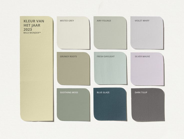 the color swatches are all different shades of gray, white and blue with text that reads kelfur van net jar