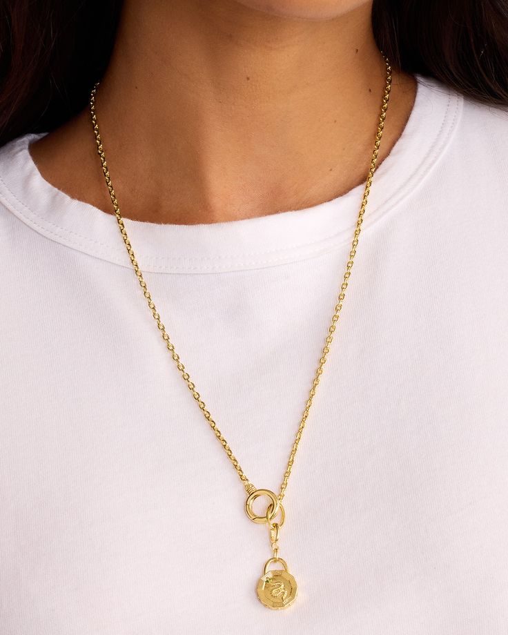 Our charms come with a hinge closure, allowing you to create (and re-create) your dream charm necklace or bracelet over and over. Create your own combination of small or statement charms (we’re loving them spread across a chain necklace or bracelet) or play with proportions and style different size charms together. Snake Coin Parker Charm in 18k Gold, Women's by gorjana Gold Charm Necklace With Removable Charms For Everyday, Everyday Gold Charm Necklaces With Removable Charms, Elegant Gold Charms With Adjustable Chain, Gold Plated Jewelry With Removable Charms For Everyday, Elegant Gold Plated Charms With Adjustable Chain, Everyday Gold-plated Jewelry With Removable Charms, Everyday Gold Plated Jewelry With Removable Charms, Everyday Jewelry With Removable Charms And Round Pendant, Everyday Yellow Gold Charm Necklace With Lobster Clasp