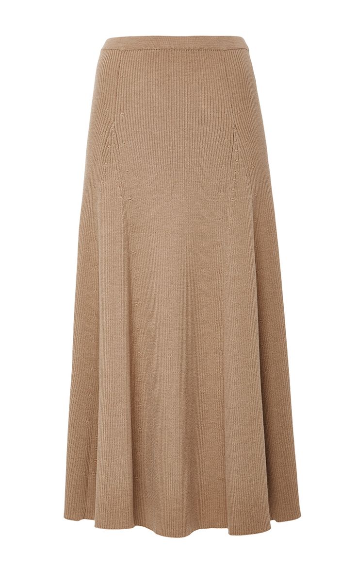 Merino Wool Ribbed Flared Skirt by ROSETTA GETTY Now Available on Moda Operandi Rosetta Getty, New West, Italian Fabric, Flared Skirt, Flare Skirt, Long A Line, Moda Operandi, Fashion Collection, Wardrobe Staples