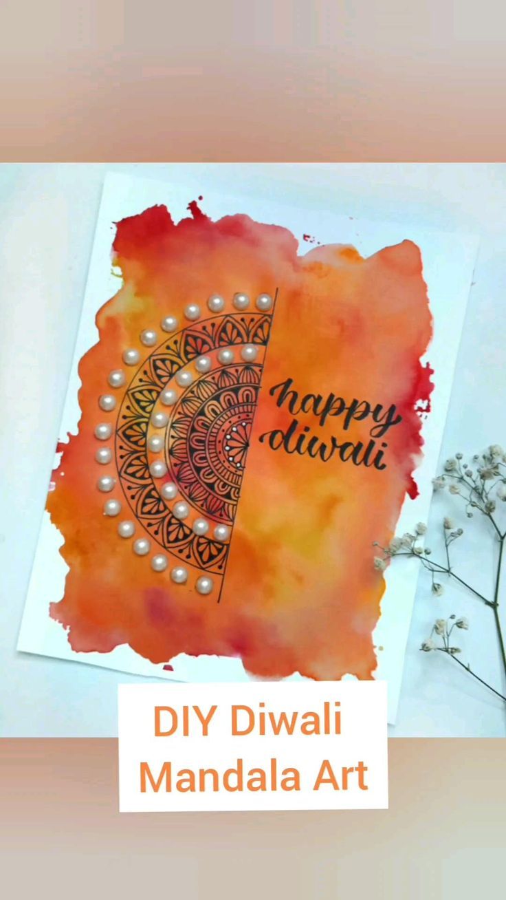 diy diwali mandala art with the words happy diwali on it