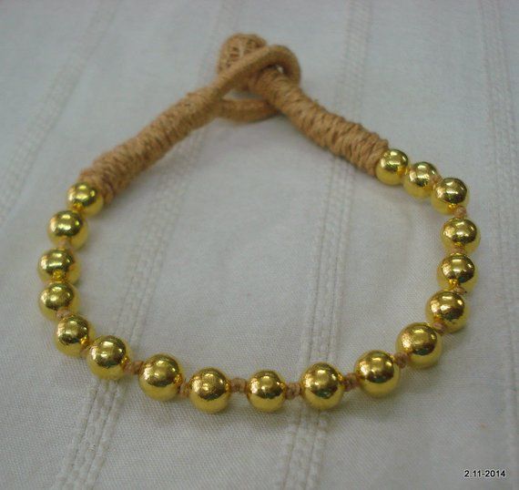 22k gold beads bracelet bangle handmade cuff tribal jewelry vintage Traditional Round Beaded Bracelets For Festival, Round Beads Brass Bracelets For Festivals, Brass Beaded Bracelet For Festivals, Brass Bracelets With Round Beads For Festivals, Gold Beaded Bracelets For Festival, Handmade Yellow Gold Bohemian Beaded Bracelets, Handmade Bohemian Yellow Gold Beaded Bracelets, Festival Gold Beaded Bracelets, Traditional Brass Beads For Gifts