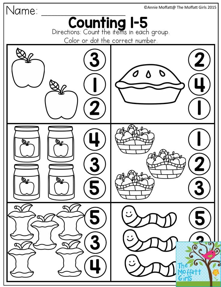 the worksheet for counting 1 - 5 with numbers and pictures to print out