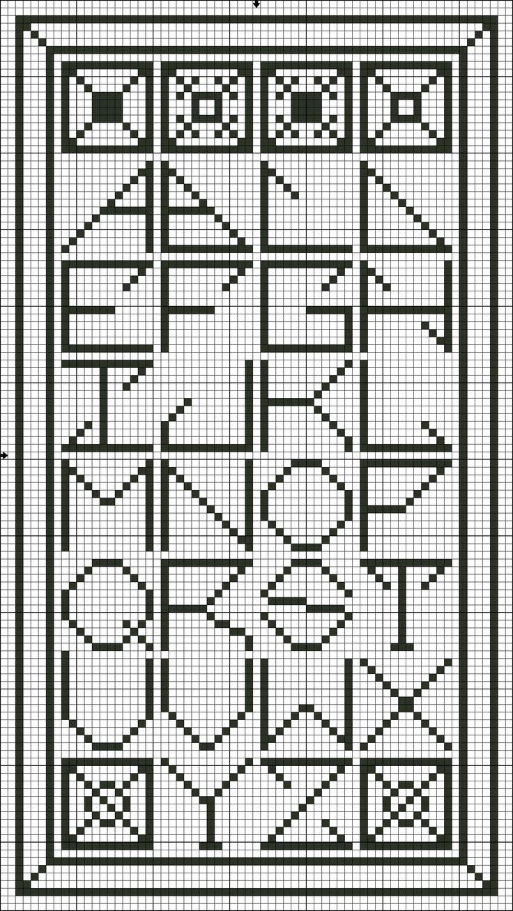 a cross stitch pattern with an intricate design in black and white, on a white background