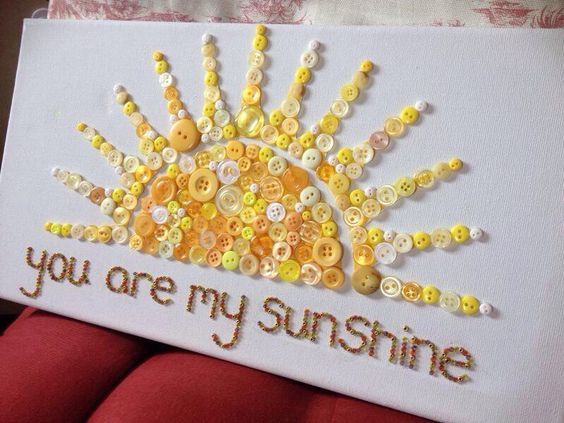 a handmade card with buttons on it that says you are my sunshine