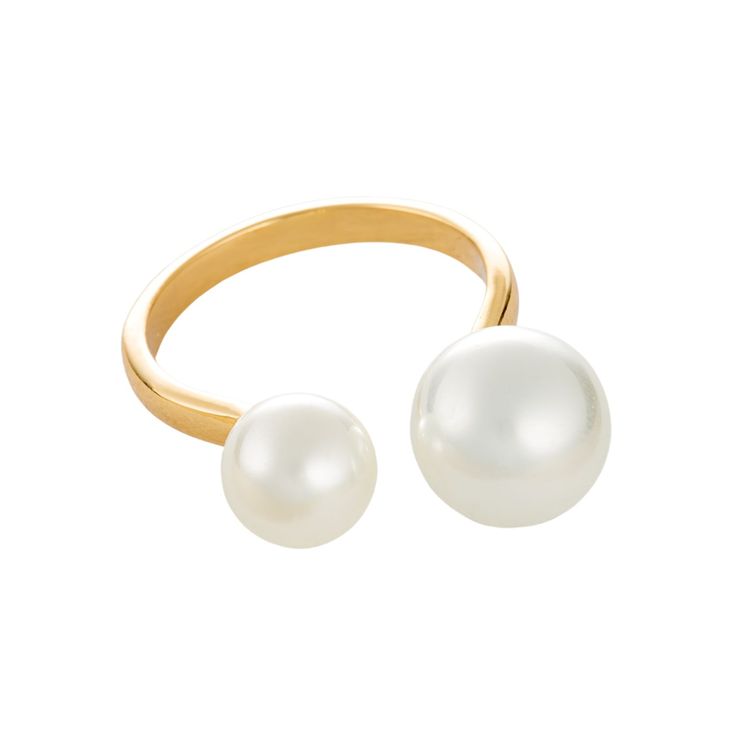 Gold Modern Pearl Ring | Scream Pretty | Wolf & Badger Ring Pearl Modern, Matching Jewellery, Ring Matching, Pearl Rings, Gold Pearl Ring, Stone Colour, Pearl Collection, Ring Collection, Matching Jewelry