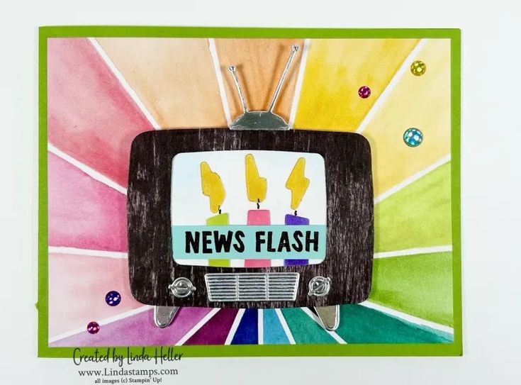 a drawing of a tv with candles on it and news flash written on the screen