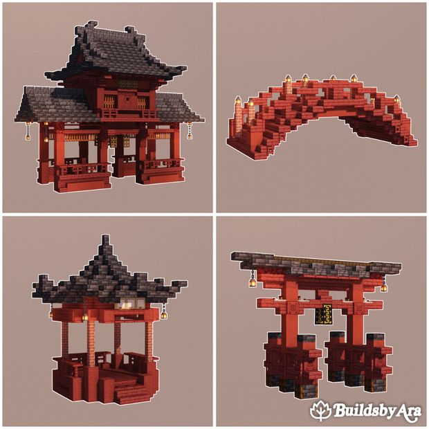 Asian Bridge Minecraft, Samurai House Minecraft, Japanese Minecraft Banner Designs, Demon Slayer Minecraft Builds, Minecraft Japanese Bedroom, Japanese Pagoda Minecraft, Cool Builds In Minecraft, Japanese Gate Minecraft, Minecraft Japanese Builds Easy