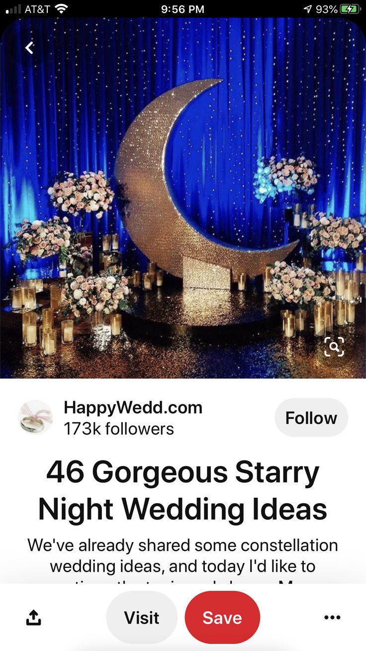 an iphone photo with the text, happywedd com's 46 gorgeous starr night wedding ideas