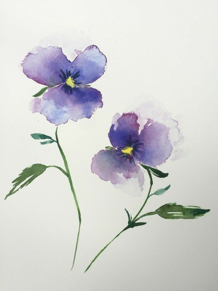 watercolor painting of purple flowers on white paper