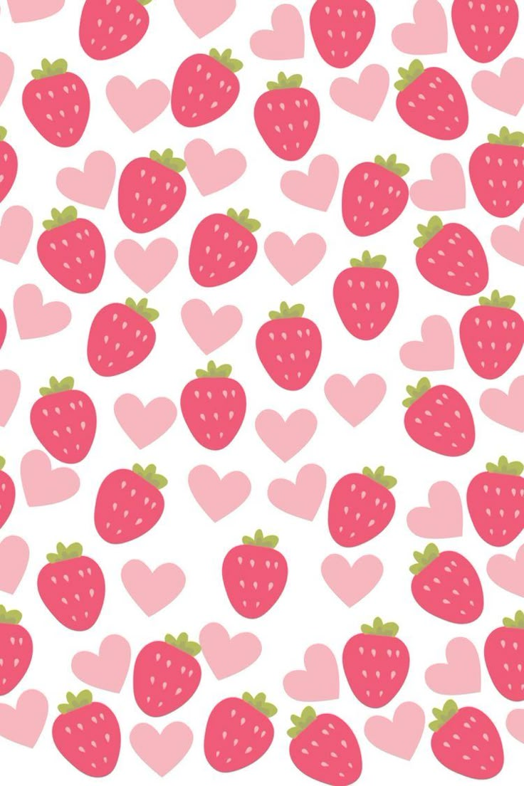 strawberrys and hearts on a white background