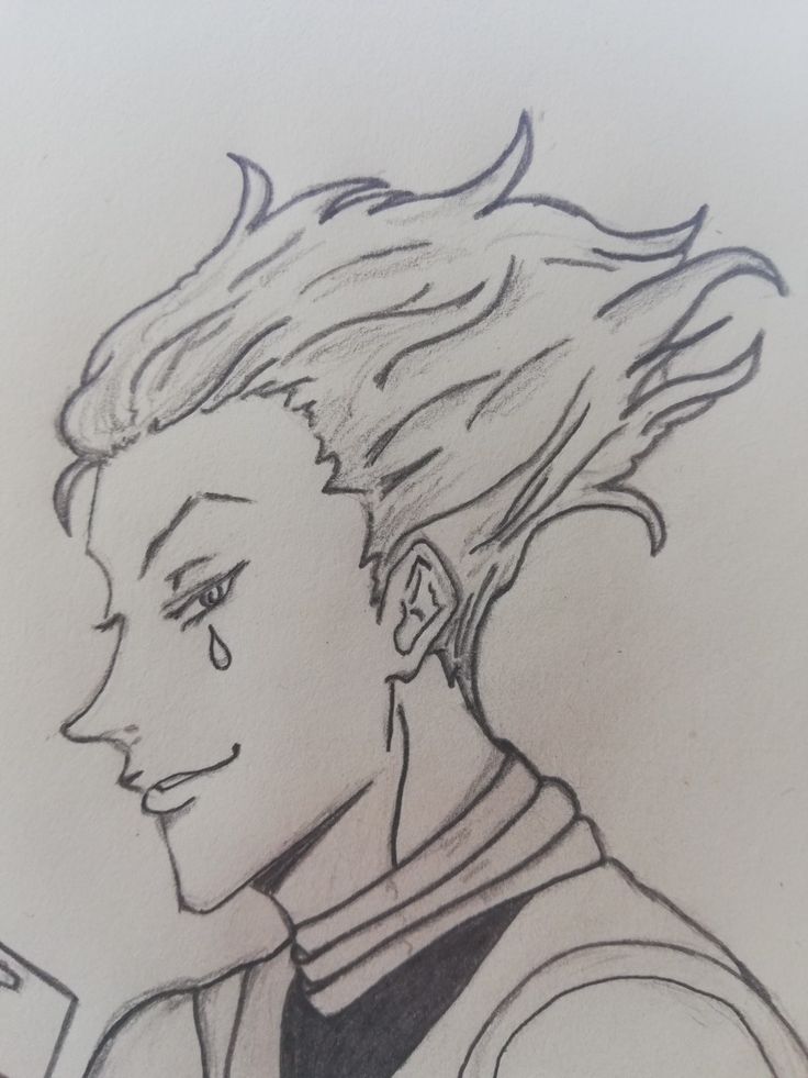 a drawing of a young man with his hair blowing in the wind