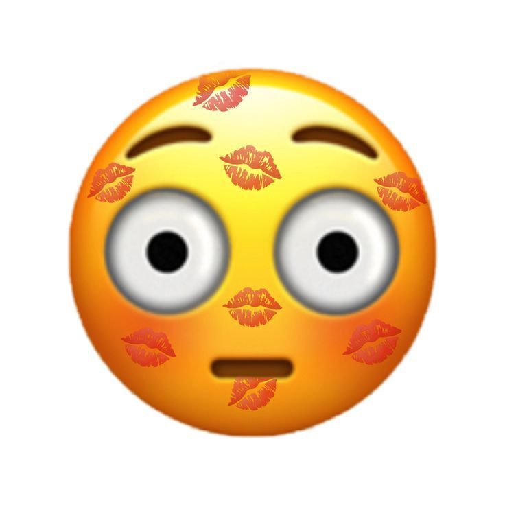 an emoticive smiley face with lipstick kisses on it's cheeks and eyes