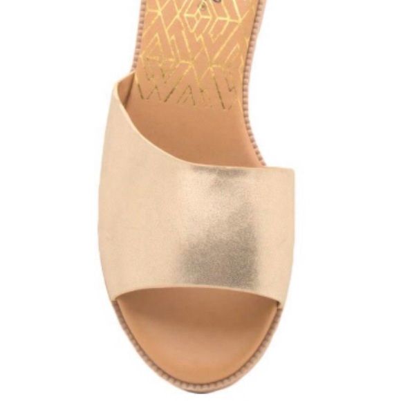 The Perfect Simple Metallic Gold Slide Sandals. Brand New In Box. Brand Is Qupid. Gold Slide Mules For Beach, Gold Slip-on Mules For Vacation, Gold Mules For Beach In Spring, Gold Mules For Spring Beach Occasions, Gold Slide Mules For Summer, Gold Cushioned Sandals For Summer, Summer Gold Heels With Cushioned Footbed, Gold Slide Sandals For The Beach, Gold Closed Toe Mules For Summer