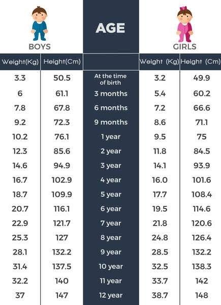 the age chart for boys and girls is shown in this graphic above it's size