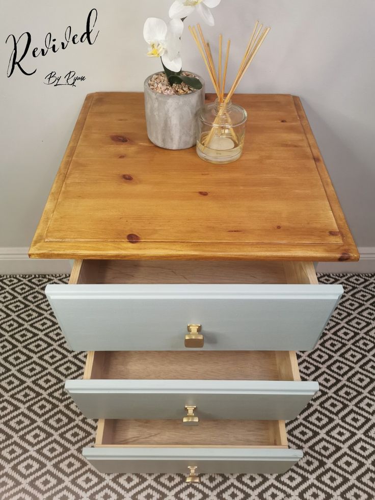 an old dresser turned into a side table