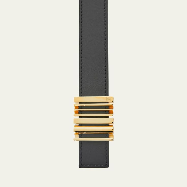 Loewe belt in dyed leather with golden hardware  Approx. 35.1"L Logo buckle Tonal stitching Made in Spain Designer Belt With Gold-tone Hardware And Rectangular Buckle, Designer Belt With Gold-tone Rectangular Buckle, Leather Belts With Gold-tone Rectangular Buckle, Designer Business Belts With Gold-tone Hardware, Designer Belts With Gold-tone Hardware For Business, Designer Belt Buckles With Gold-tone Hardware For Formal Wear, Designer Formal Belt Buckles With Gold-tone Hardware, Designer Gold-tone Belt Buckles For Formal Wear, Designer Leather Belt Buckles With Brass