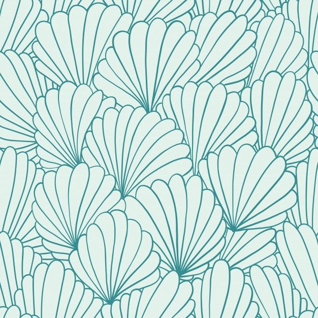 a blue and white wallpaper with large fan shaped leaves in the center, as well as