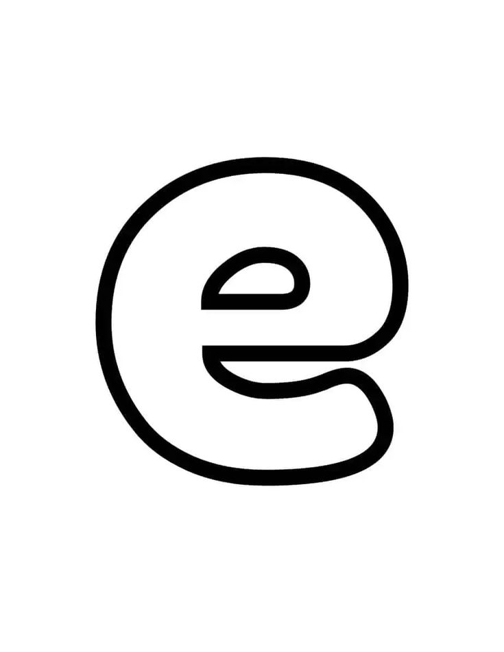 the letter e is shown in black and white