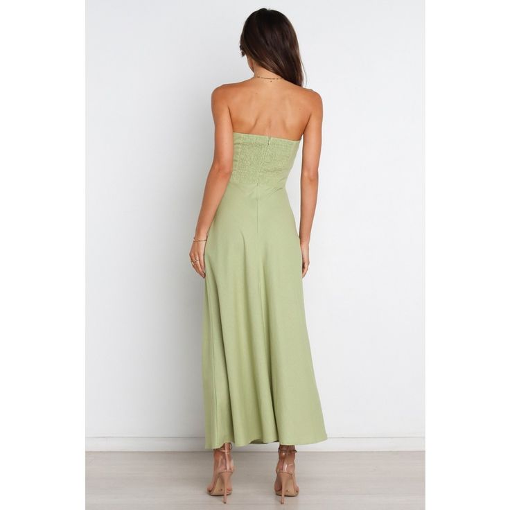 Our Rosetta maxi length dress is perfect for your next party. Boasting a strapless sweetheart neckline and curve-hugging fit, it's sure to make you look amazing. There's also a twist knot detail on the bust and a cut out feature under the bust for added style points. Green Strapless Dress With Sweetheart Neckline, Green Strapless Dress With Sweetheart Neckline And Fitted Bodice, Green Ruched Maxi Dress With Fitted Bodice, Summer Prom Strapless Dress With Ruched Bodice, Summer Maxi Dress With Sweetheart Neckline For Night Out, Spring Tube Top With Corset Back And Sweetheart Neckline, Summer Party Midi-length Tube Top, Strapless Sundress For Party, Strapless Sundress Midi Dress For Party