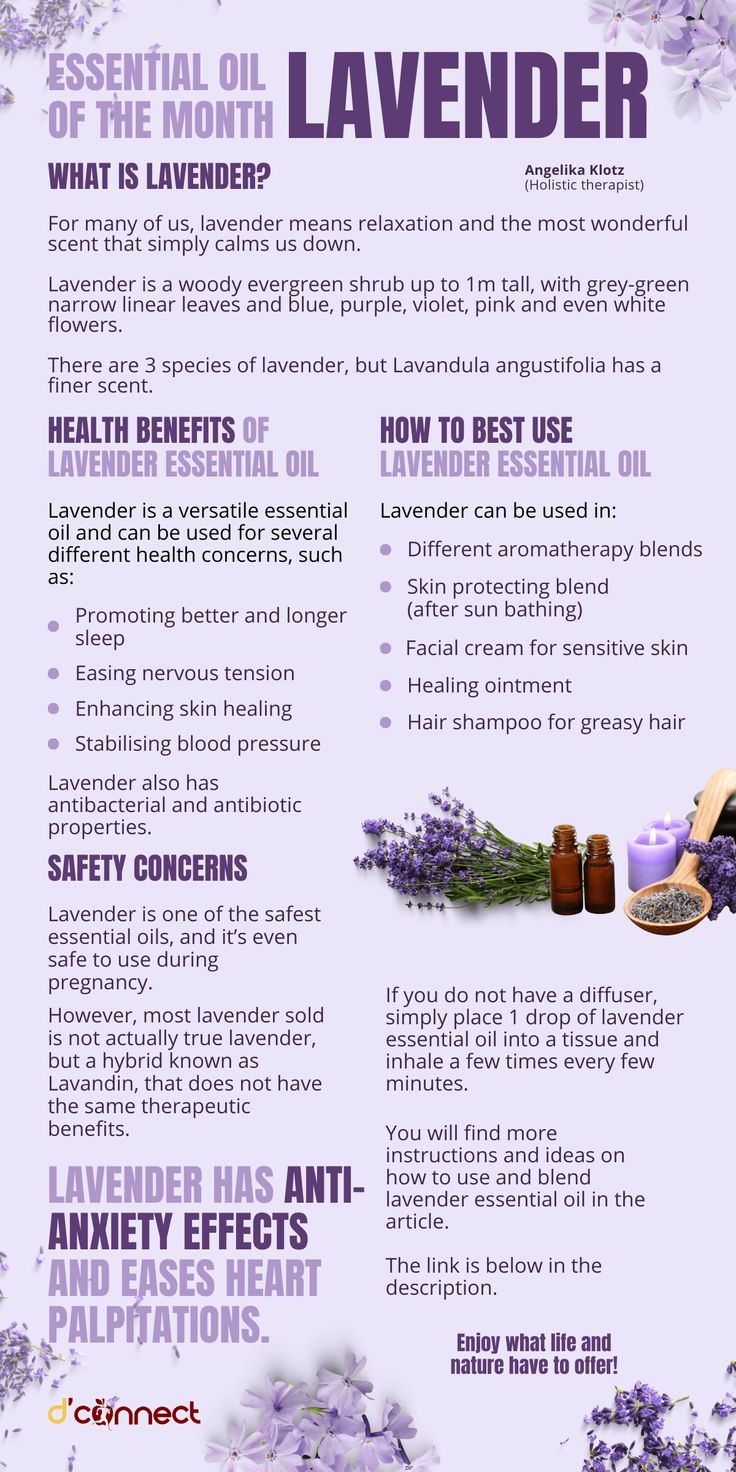 lavender essential oil for hair and body info sheet with instructions on how to use it