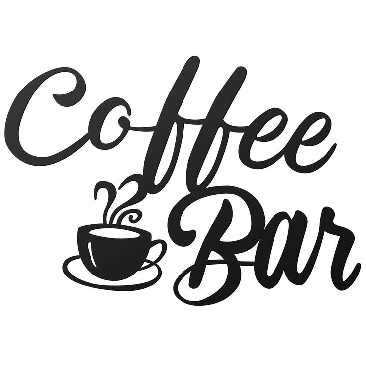 the words coffee bar are drawn in black ink