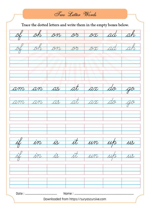 the handwriting worksheet for children to learn how to write letters and numbers in english