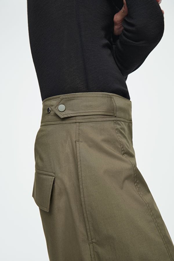 BARREL-LEG UTILITY TROUSERS - KHAKI - COS High Waist Wide Leg Cargo Pants For Work, Utility High Waist Wide Leg Work Pants, High-waisted Cargo Style Wide Leg Pants For Work, Khaki Parachute Pants With Belt Loops And Tapered Leg, Khaki Straight Parachute Pants For Work, Utility Baggy Bottoms With Welt Pockets, High-waisted Parachute Pants With Cargo Pockets For Workwear, Wide-leg Parachute Pants With Side Pockets For Work, High-waisted Parachute Pants With Belt Loops For Work