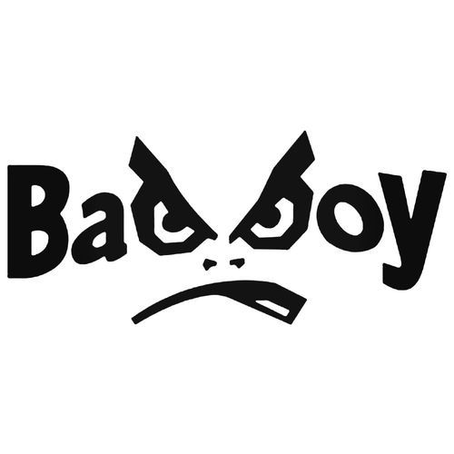 the bad boy logo is black and white