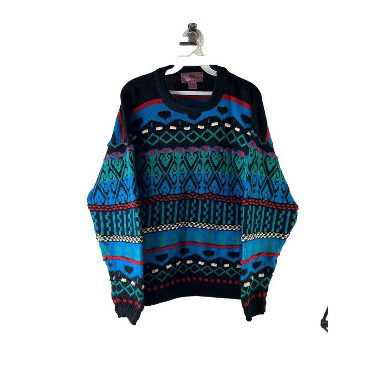 Vintage Coogi Style Sweater Mens Sweater Comes from a smoke-free household, No size tag, check measurements Mens size small Photos are part of the items description Measurements are: 25 inches top to bottom 21 inches underarm to underarm Acrylic Multicolor Check out my other items in my store! f213 Retro Long Sleeve Knitted Sweater, Retro Knitted Sweater For Cold Weather, Jacquard Knit Crew Neck Outerwear, Retro Long Sleeve Acrylic Sweater, Fall Knit Patterns With Crew Neck, Winter Crew Neck Sweatshirt With Knit Fabrication, Multicolor Crew Neck Winter Outerwear, Knitted Acrylic Crew Neck Sweatshirt, Cozy Multicolor Crew Neck Outerwear