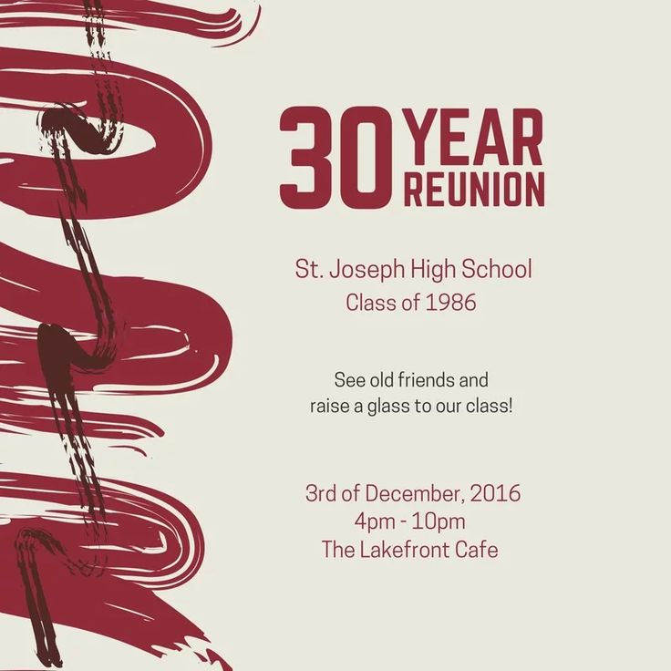 an advertisement for the 30th year reunion of st joseph high school class of 1960, featuring red and black brush strokes