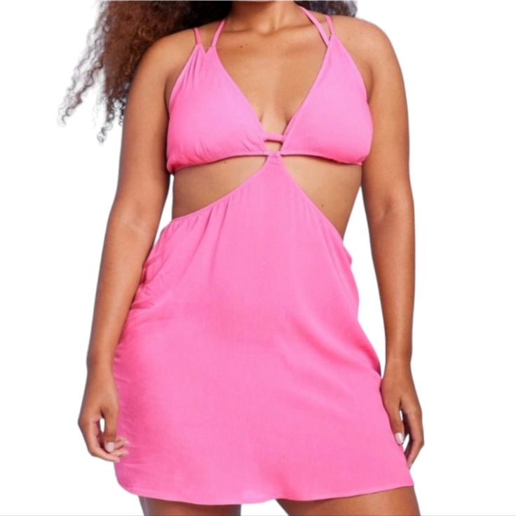 Size: Xs Condition: New With Attached Tags Cooling, Lightweight, Twist Front, Adjustable Straps, Mini Dress, Sundress, Cover Up, Beach, Festival, Micro, Mini, Summer, Travel, Tropical, Side Cut Out, Bralette, Sold Out, Pink One-piece Mini Dress For Summer, Flirty Mini Dress For Beach Party, Flirty Spaghetti Strap Mini Dress For Beach, Flirty Spaghetti Strap Mini Dress For The Beach, Flirty Mini Dress With Spaghetti Straps For The Beach, Flirty Mini Dress For Summer Beach Parties, Vacation Sundress With Cutout Details, Vacation Mini Sundress With Cutout, Spring One-piece Mini Dress For Day Out