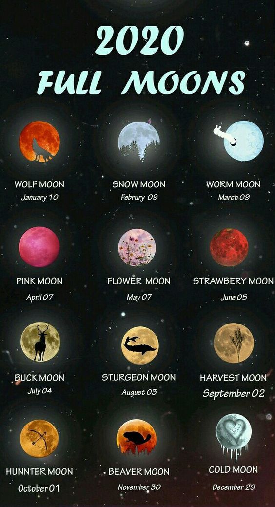 the full moon calendar with different phases