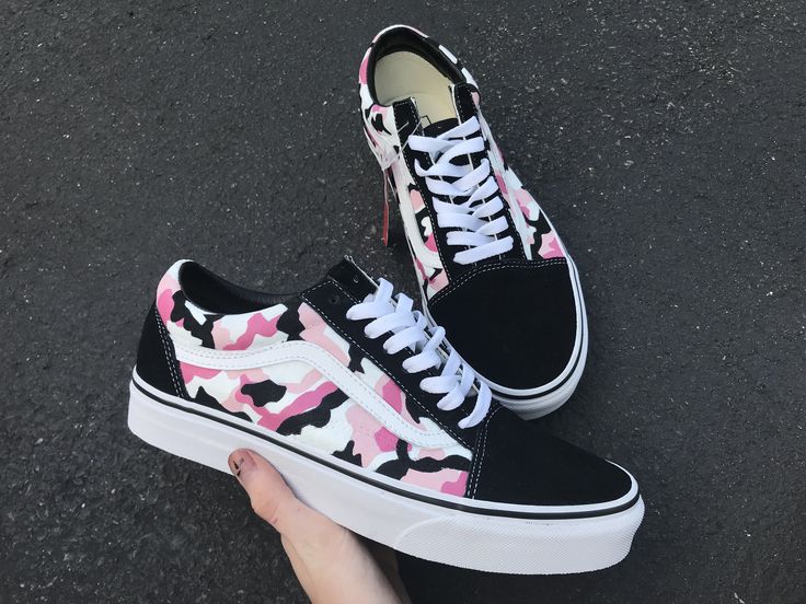 Some shoes I painted a little while ago.... these aren’t my design but a remake of someone else’s. Shouts out to who created it! I would give credit if I knew who it was Camo Vans, Vans Shoes Fashion, Custom Vans Shoes, Cute Vans, Custom Nike Shoes, Nike Air Shoes, Custom Ideas, Cute Sneakers, Fresh Shoes