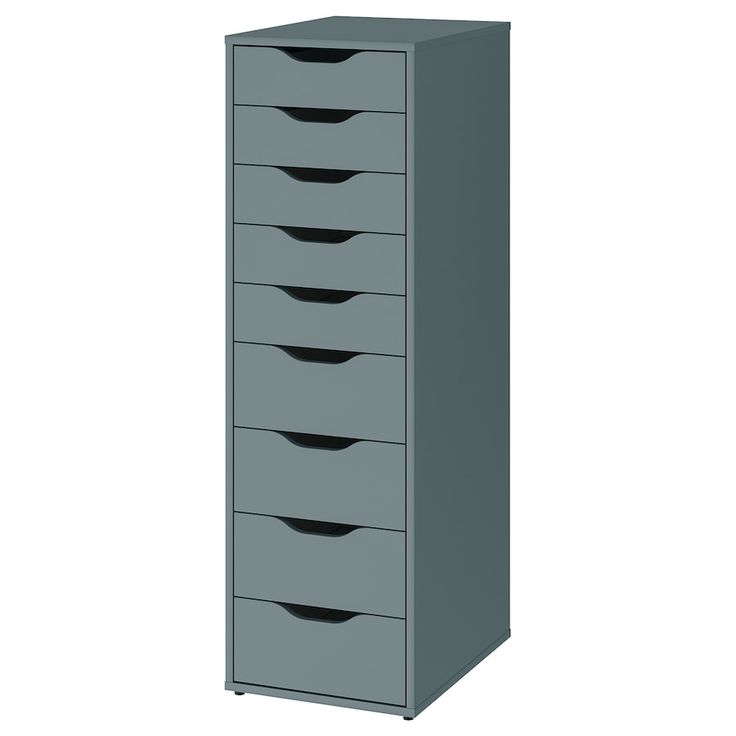 a gray filing cabinet with five drawers on the bottom and one drawer in the middle