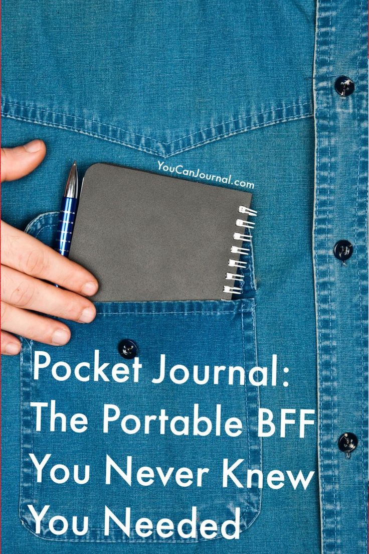 a person holding a notebook in their pocket with the text pocket journal the portable bf you never knew you needed