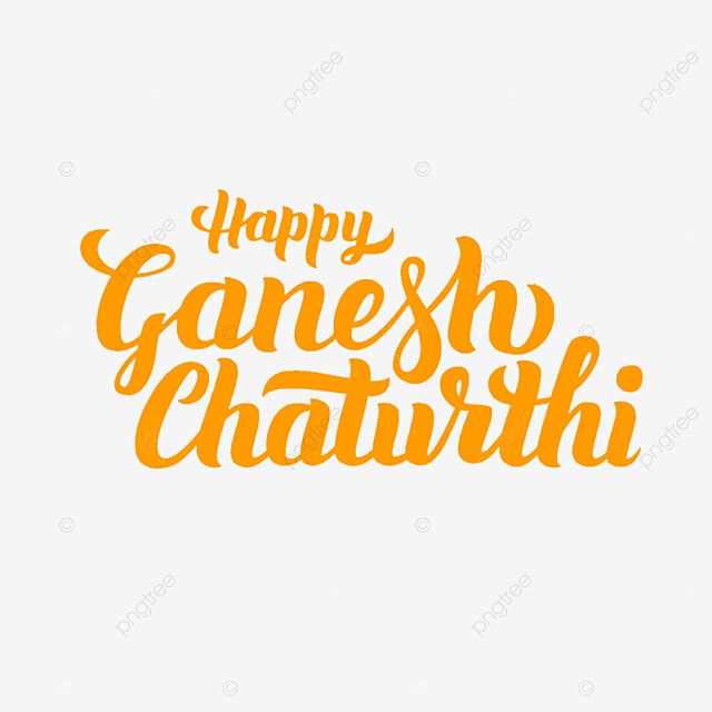 happy ganesh chaturtrii greeting card with handwritten text in orange and white