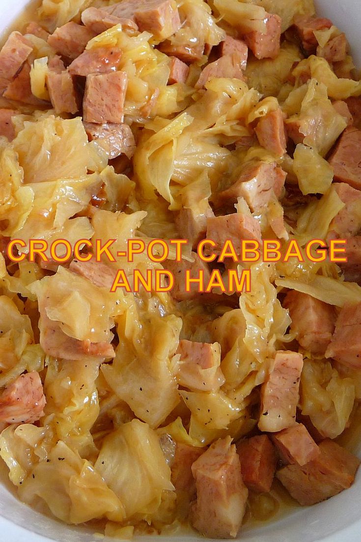 the crock pot cabbage and ham is ready to be eaten