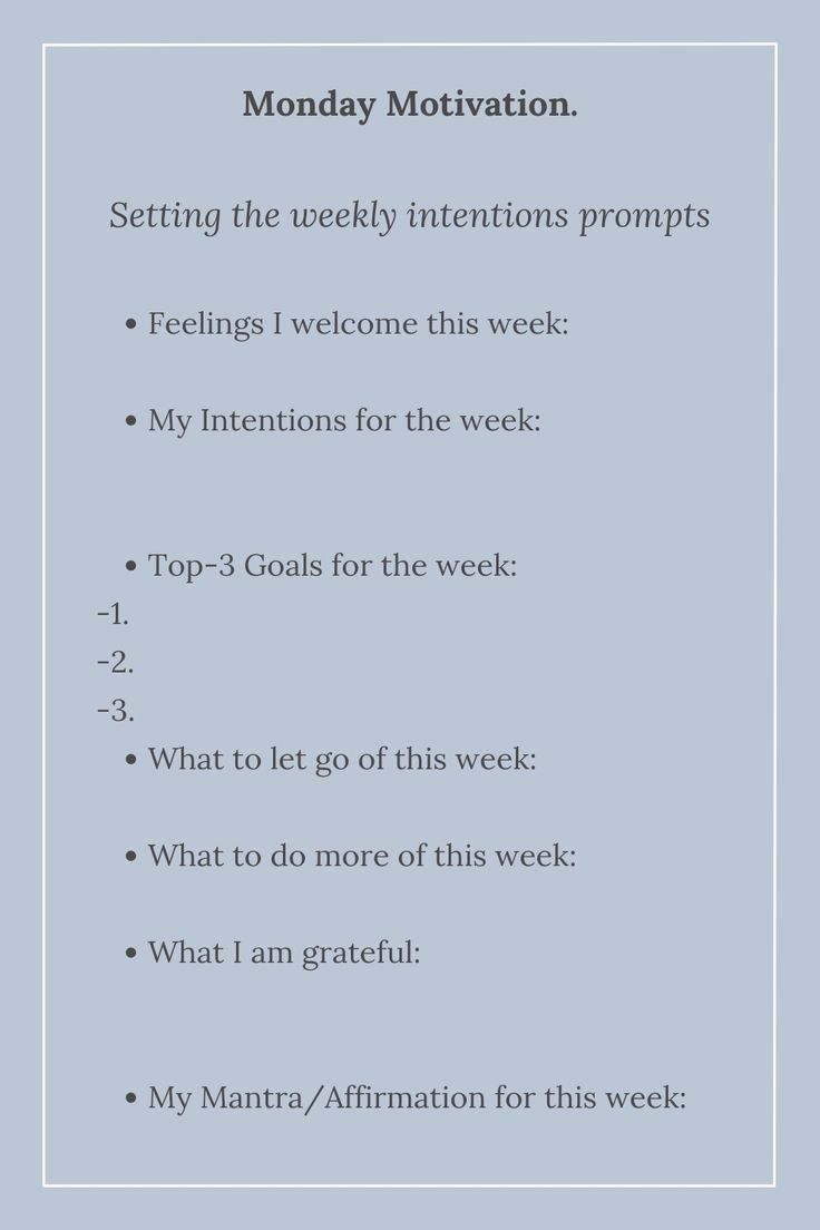 Monday's weekly planning, setting intentions, journaling prompts Start Of The Week Affirmation, Setting Intentions New Month, Journal Prompts Start Of Week, Positive Start To The Week, Set Yourself Up For A Good Week, New Week Planning, Monthly Intentions Journal, Monday Journal Ideas, Examples Of Intentions For The Day