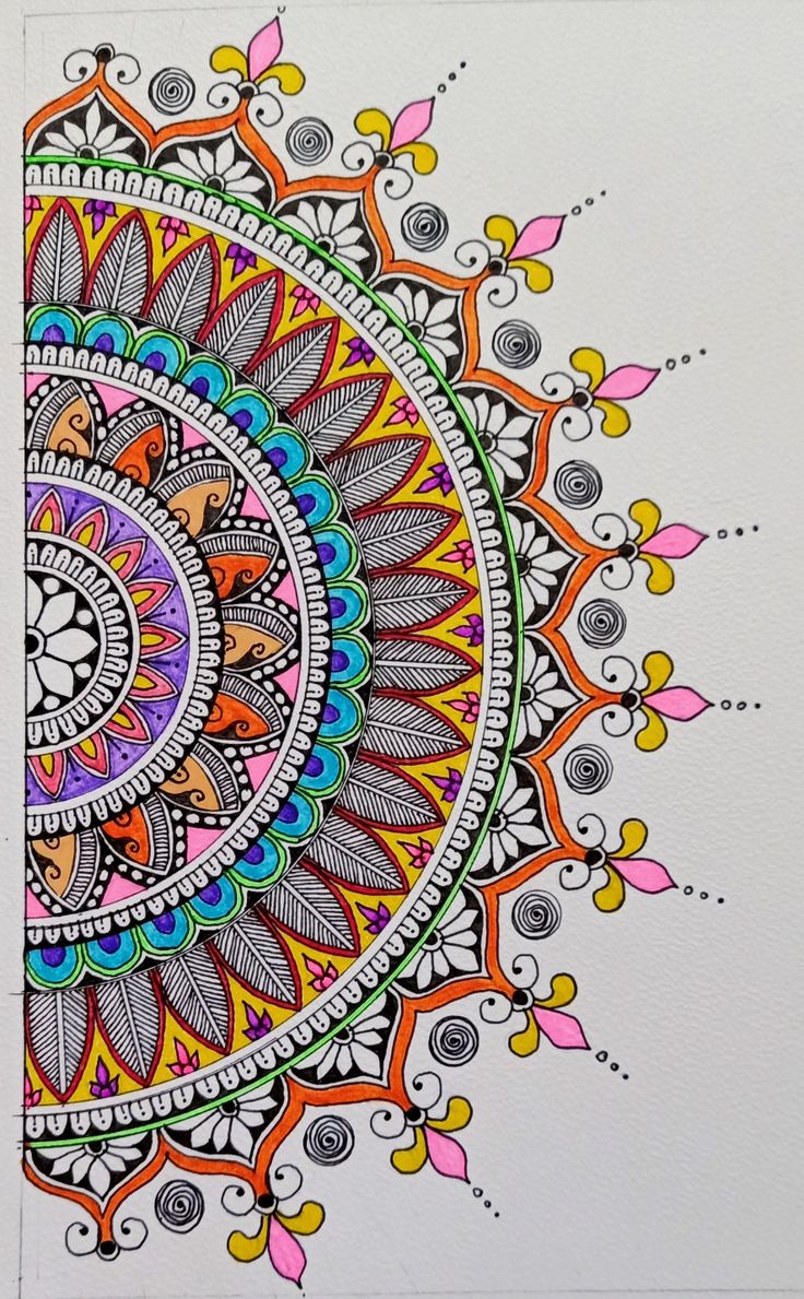 an intricate colored drawing on white paper