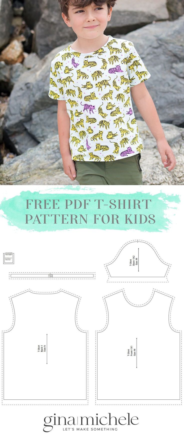 FREE PDF sewing pattern for a kid's t-shirt. Multiple sizes! Boys Sewing Patterns Free, Boys Clothes Patterns, T Shirt Sewing, Boys Shirts Pattern, Toddler Sewing Patterns, Boys Sewing Patterns, T Shirt Sewing Pattern, Toddler Patterns, Baby Clothes Patterns Sewing