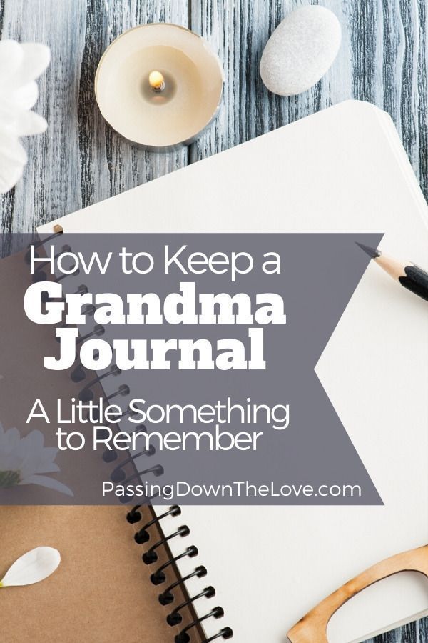 a notepad with the words how to keep a grandma journal written on it next to some flowers and candles