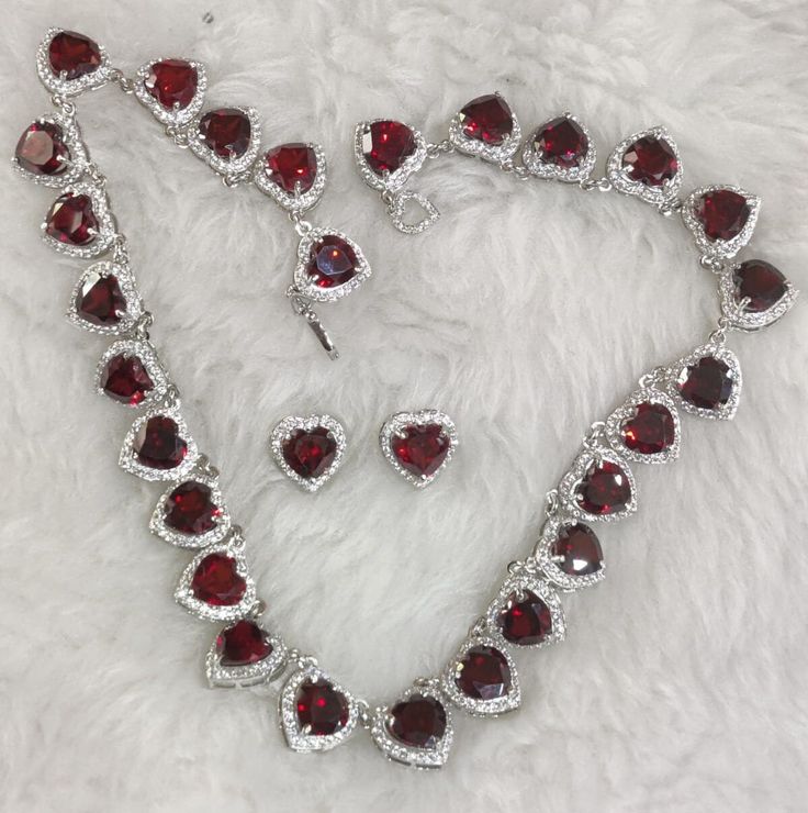 150Ct Pretty Woman Necklace Simulated Heart Garnet darker red & Diamond Hearts 14K White Gold Over Condition: New without tags: A brand-new, unused and unworn item that is not in its original retail packaging or may be missing ... Read more Country/Region of Manufacture:India Metal Purity:925 parts per 1000 Fancy Diamond Colour:Red Garnet Main Stone:Simulated Diamond Style:Tennis Main Stone Creation:Simulated Certification:NA Cut:Very Good Length (inches):16" Occasion:Wedding/Anniversary/Engagem Pretty Woman Necklace, Dragon Goddess, Natural Hair Removal, Heart Jewelry Set, Woman Necklace, Goddess Jewelry, Happy Things, Garnet Jewelry, Red Diamond