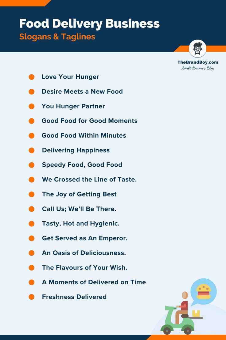 the food delivery business checklist is shown in orange and blue, with an image of a