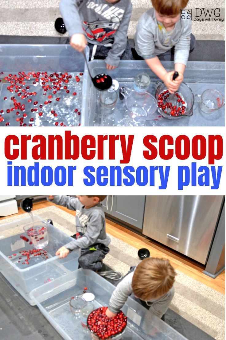 two young boys are playing with cranberry scoops in an indoor play area