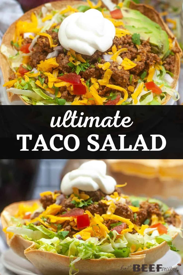 the ultimate taco salad is ready to be eaten